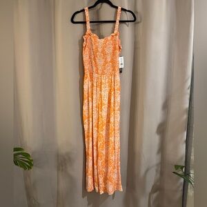 NWT As U Wish Orange Floral Maxi Romper